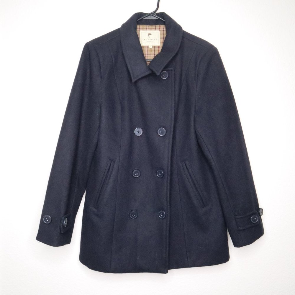 Lee Valley women's overcoat jacket size Large black wool pre-owned
